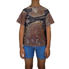 Rustic Charm Abstract Print Kids  Short Sleeve Swimwear by dflcprintsclothing