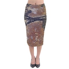 Rustic Charm Abstract Print Velvet Midi Pencil Skirt by dflcprintsclothing