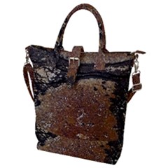 Rustic Charm Abstract Print Buckle Top Tote Bag