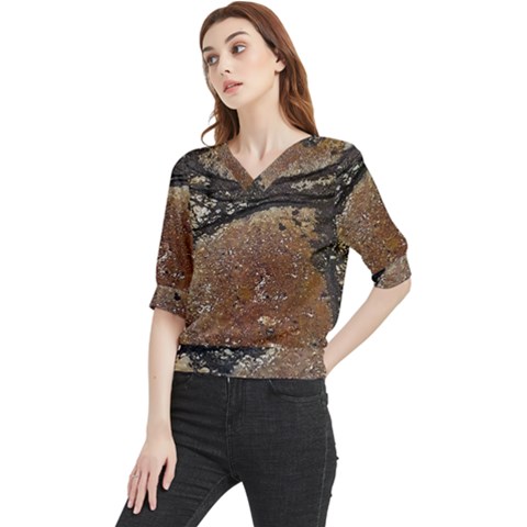 Rustic Charm Abstract Print Quarter Sleeve Blouse by dflcprintsclothing