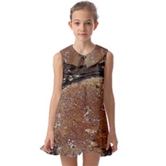 Rustic Charm Abstract Print Kids  Pilgrim Collar Ruffle Hem Dress by dflcprintsclothing