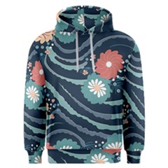 Waves Flowers Pattern Water Floral Minimalist Men s Overhead Hoodie