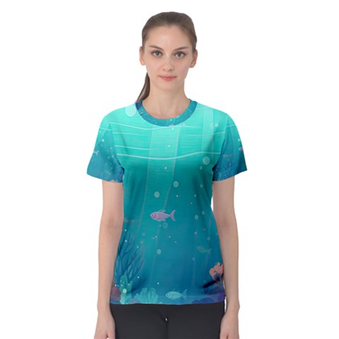 Ai Generated Ocean Sea Fish Aquatic Water Nature 3 Women s Sport Mesh Tee by Pakemis