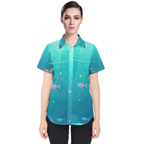 Ai Generated Ocean Sea Fish Aquatic Water Nature 3 Women s Short Sleeve Shirt by Pakemis