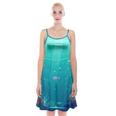 Ai Generated Ocean Sea Fish Aquatic Water Nature 3 Spaghetti Strap Velvet Dress by Pakemis