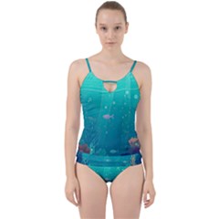 Ai Generated Ocean Sea Fish Aquatic Water Nature 3 Cut Out Top Tankini Set by Pakemis