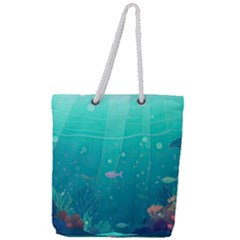 Ai Generated Ocean Sea Fish Aquatic Water Nature 3 Full Print Rope Handle Tote (large) by Pakemis