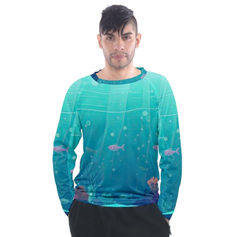 Ai Generated Ocean Sea Fish Aquatic Water Nature 3 Men s Long Sleeve Raglan Tee by Pakemis