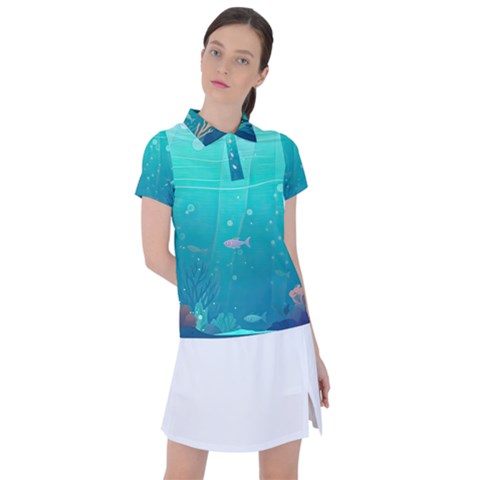 Ai Generated Ocean Sea Fish Aquatic Water Nature 3 Women s Polo Tee by Pakemis