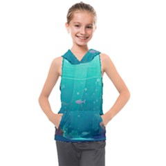 Ai Generated Ocean Sea Fish Aquatic Water Nature 3 Kids  Sleeveless Hoodie by Pakemis