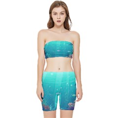 Ai Generated Ocean Sea Fish Aquatic Water Nature 3 Stretch Shorts And Tube Top Set by Pakemis