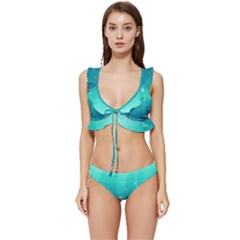 Ai Generated Ocean Sea Fish Aquatic Water Nature 3 Low Cut Ruffle Edge Bikini Set by Pakemis