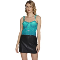 Ai Generated Ocean Sea Fish Aquatic Water Nature 3 Flowy Camisole Tie Up Top by Pakemis