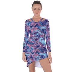 Fluid Art Pattern Asymmetric Cut-out Shift Dress by GardenOfOphir