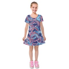 Fluid Art Pattern Kids  Short Sleeve Velvet Dress by GardenOfOphir