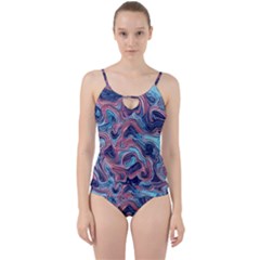 Fluid Art Pattern Cut Out Top Tankini Set by GardenOfOphir