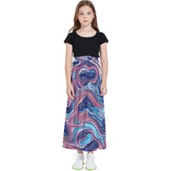 Fluid Art Pattern Kids  Flared Maxi Skirt by GardenOfOphir