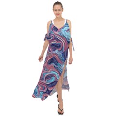 Fluid Art Pattern Maxi Chiffon Cover Up Dress by GardenOfOphir