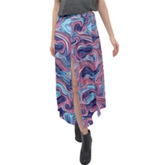 Fluid Art Pattern Velour Split Maxi Skirt by GardenOfOphir