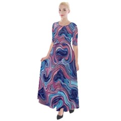 Fluid Art Pattern Half Sleeves Maxi Dress by GardenOfOphir