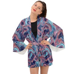 Fluid Art Pattern Long Sleeve Kimono by GardenOfOphir