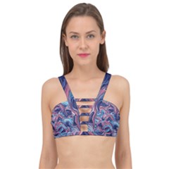 Fluid Art Pattern Cage Up Bikini Top by GardenOfOphir