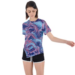 Fluid Art Pattern Asymmetrical Short Sleeve Sports Tee by GardenOfOphir