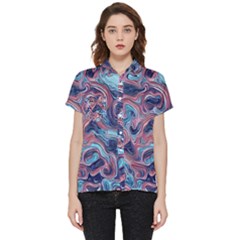 Fluid Art Pattern Short Sleeve Pocket Shirt by GardenOfOphir