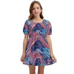 Fluid Art Pattern Kids  Short Sleeve Dolly Dress by GardenOfOphir