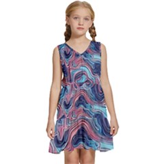 Fluid Art Pattern Kids  Sleeveless Tiered Mini Dress by GardenOfOphir