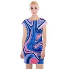 Abstract Liquid Art Pattern Cap Sleeve Bodycon Dress by GardenOfOphir