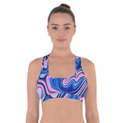 Abstract Liquid Art Pattern Cross Back Sports Bra by GardenOfOphir