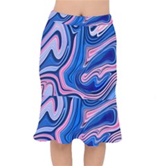 Abstract Liquid Art Pattern Short Mermaid Skirt by GardenOfOphir