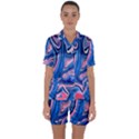 Abstract Liquid Art Pattern Satin Short Sleeve Pajamas Set View1