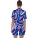 Abstract Liquid Art Pattern Satin Short Sleeve Pajamas Set View2