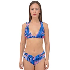 Abstract Liquid Art Pattern Double Strap Halter Bikini Set by GardenOfOphir