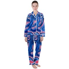 Abstract Liquid Art Pattern Women s Long Sleeve Satin Pajamas Set	 by GardenOfOphir