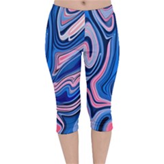 Abstract Liquid Art Pattern Velvet Capri Leggings  by GardenOfOphir