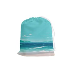 Ai Generated Ocean Waves Sea Water Anime Drawstring Pouch (medium) by Pakemis