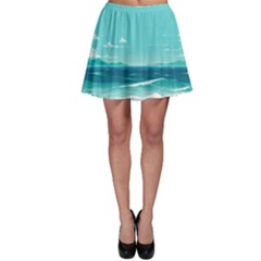 Ai Generated Ocean Waves Sea Water Anime Skater Skirt by Pakemis