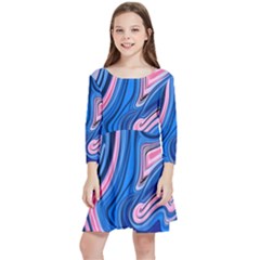 Abstract Liquid Art Pattern Kids  Quarter Sleeve Skater Dress by GardenOfOphir