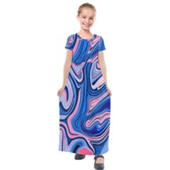 Abstract Liquid Art Pattern Kids  Short Sleeve Maxi Dress by GardenOfOphir