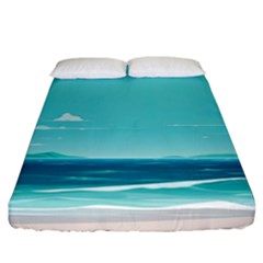 Ai Generated Ocean Waves Sea Water Anime Fitted Sheet (king Size) by Pakemis