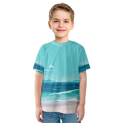 Ai Generated Ocean Waves Sea Water Anime Kids  Sport Mesh Tee by Pakemis