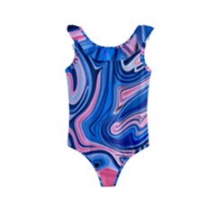 Abstract Liquid Art Pattern Kids  Frill Swimsuit by GardenOfOphir