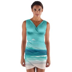 Ai Generated Ocean Waves Sea Water Anime Wrap Front Bodycon Dress by Pakemis