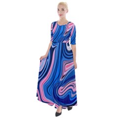 Abstract Liquid Art Pattern Half Sleeves Maxi Dress by GardenOfOphir