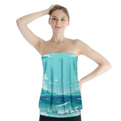 Ai Generated Ocean Waves Sea Water Anime Strapless Top by Pakemis