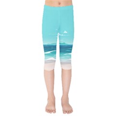 Ai Generated Ocean Waves Sea Water Anime Kids  Capri Leggings  by Pakemis