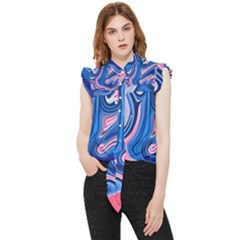 Abstract Liquid Art Pattern Frill Detail Shirt by GardenOfOphir